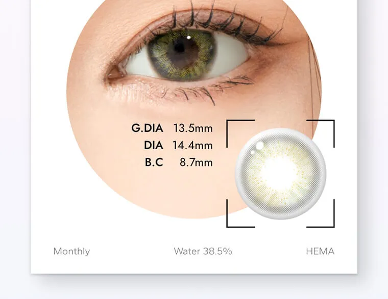 DooNoon GEMSTONES Monthly /ドゥーヌーンジェムストーンマンスリー|G.DIA 13.5mm DIA 14.4mm B.C 8.7mm Monthly Water 38.5% HEMA