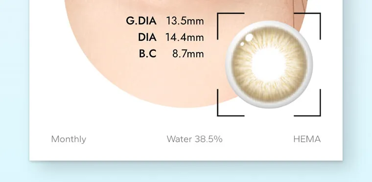 DooNoon GEMSTONES Monthly /ドゥーヌーンジェムストーンマンスリー|G.DIA 13.5mm DIA 14.4mm B.C 8.7mm Monthly Water 38.5% HEMA