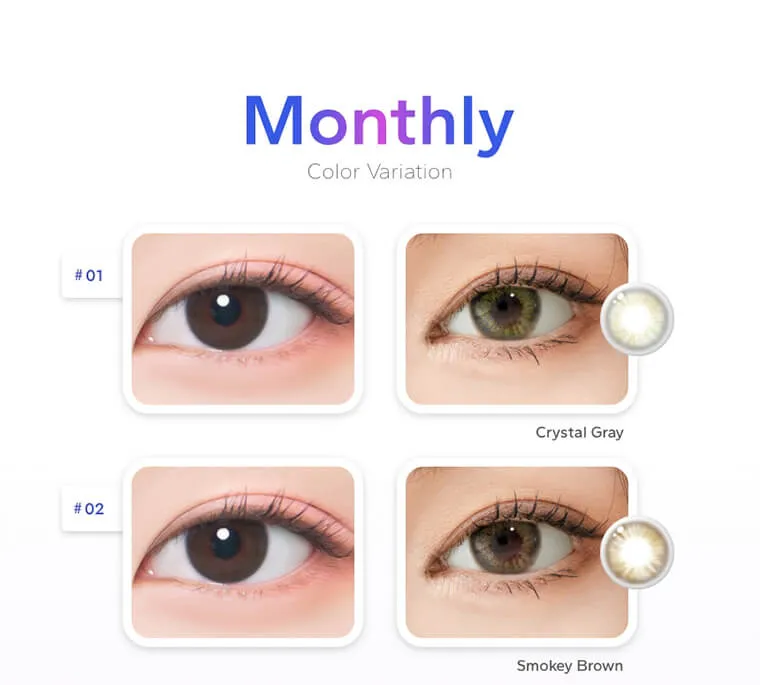DooNoon GEMSTONES Monthly /ドゥーヌーンジェムストーンマンスリー|Monthly Color Variation #01 CrystalGray #02 SmokeyBrown