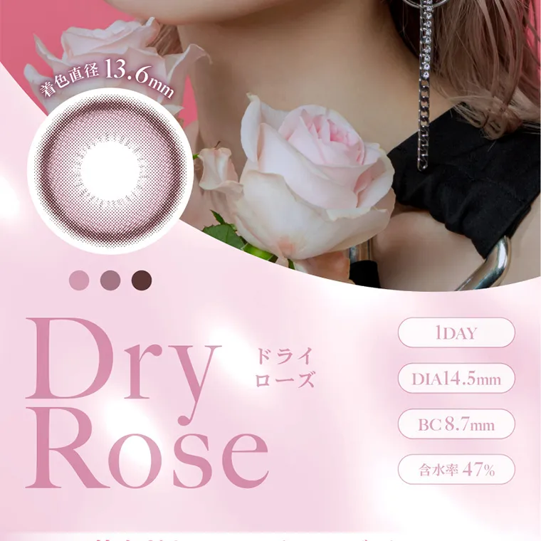 南部桃伽イメージモデルカラコン lilmoon|着色直径13.6mm Dry Rose ドライローズ 1DAY DIA14.5mm BC8.7mm 含水率47%